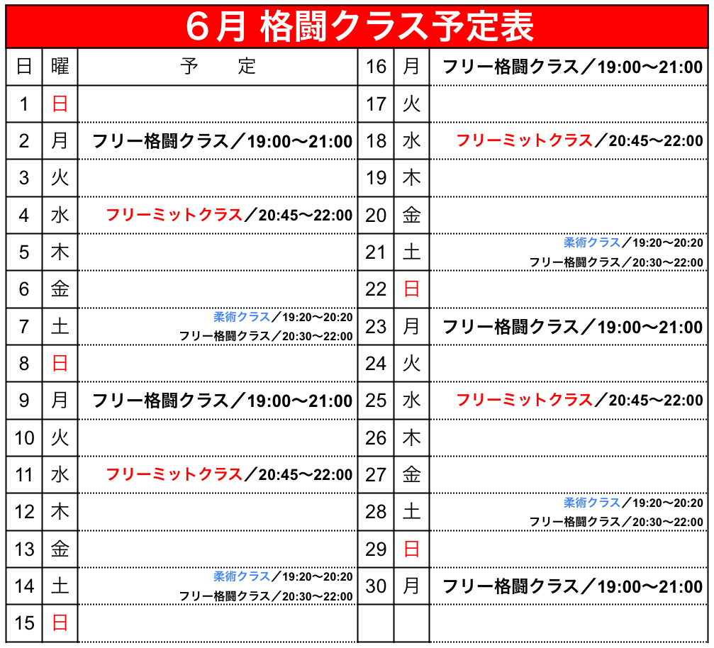 ６月 格闘クラス