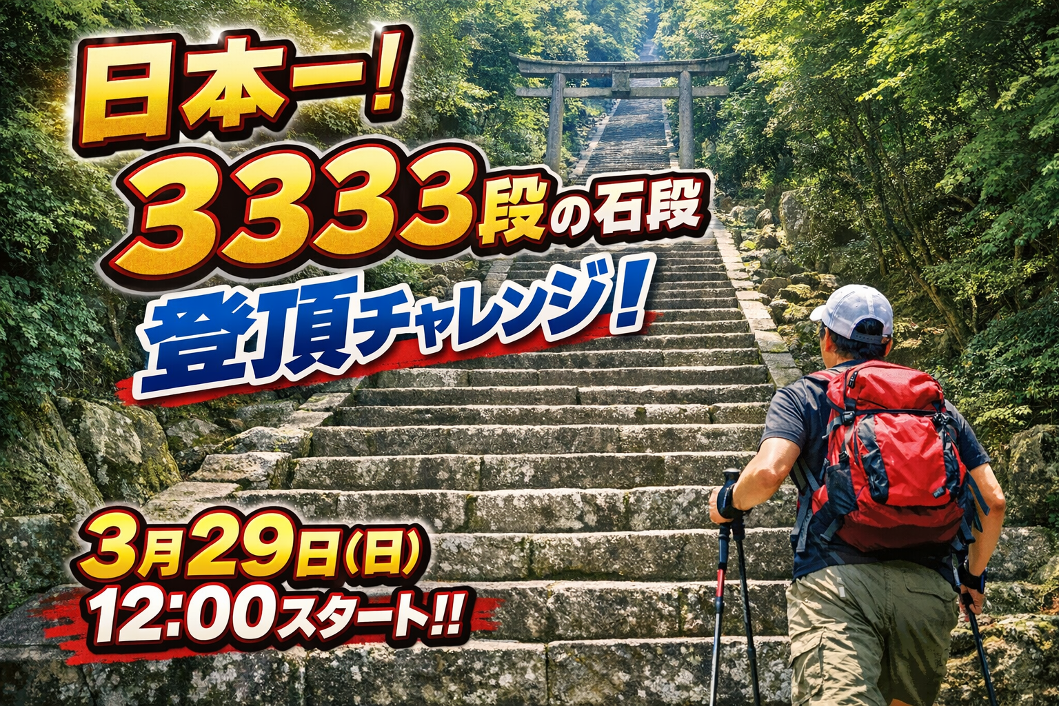 日本一！３３３３段の石段　登頂チャレンジ！！